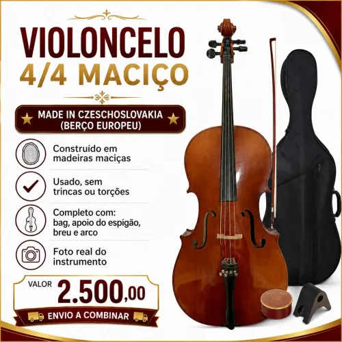 Violoncelo 4/4 madeira maciça 