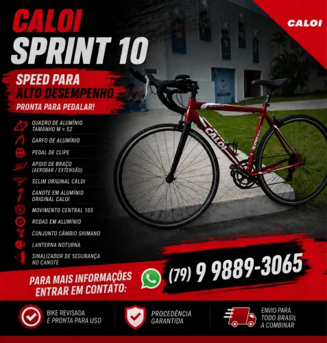 Bike Speed Caloi Sprint 10 - Shimano 105 - Garfo Carbono - Revisada