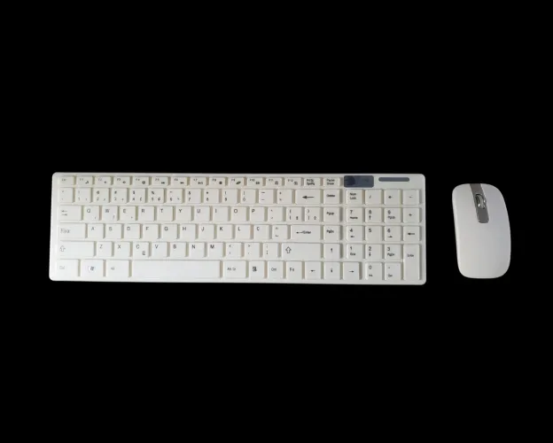 Mouse e teclado sem fio branco