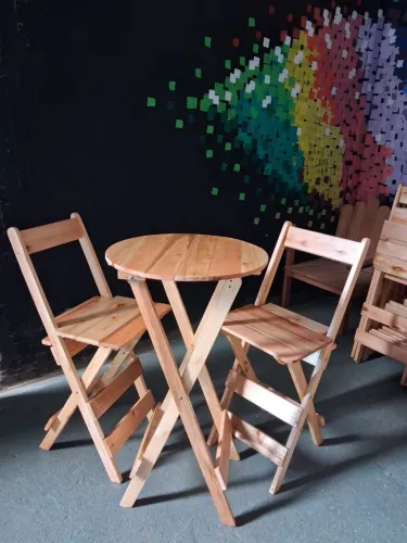 Conjunto de mesa bistrô dobrável demadeira