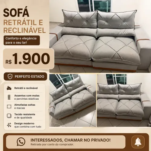 ? Sofá Retrátil e Reclinável ? Perfeito Estado