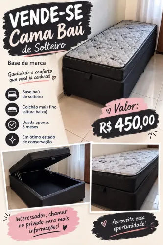 Cama Solteiro Baú