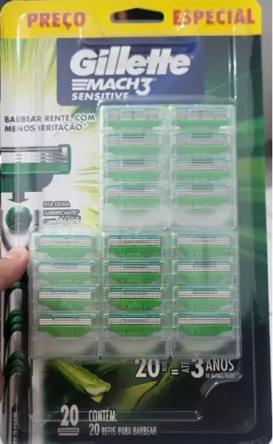 Gillette mach3 sensitive refil com 20 cargas lacrado