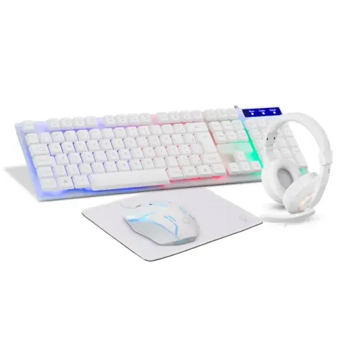 Kit Gamer OX com Headset Teclado Mouse 1200DPI Mousepad Branco Frete Grátis