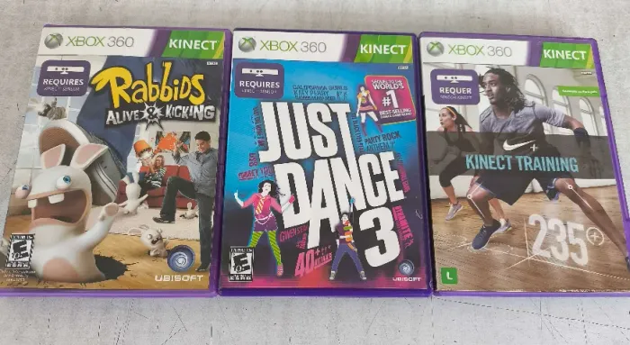JOGOS XBOX 360  NIKE TRAINING - JUST DANCE 3 - RABBIDS - PARA KINECT (USADO) 3 UNIDADES 