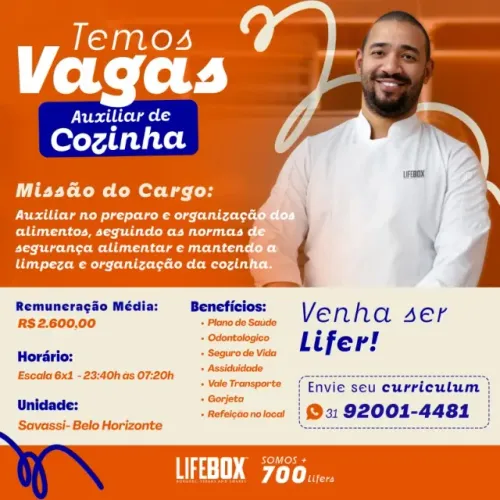 vaga de emprego auxiliar de cozinha 