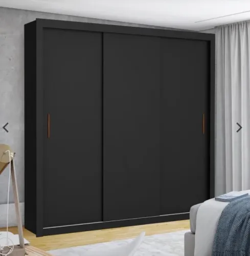 GUARDA-ROUPA 3 PORTAS VENEZA PRETO (SEM ESPELHO) - CARIOCA MÓVEIS
