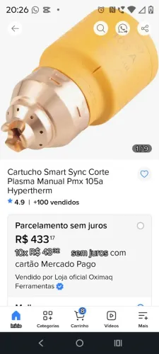Cartucho smart sync corte plasma manual pmc 105a hypertherme