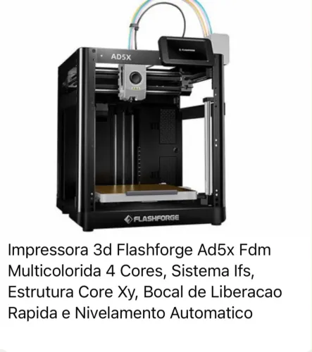 Impressora 3d Flashforge ad5x fsm multicolorida 4 cores 