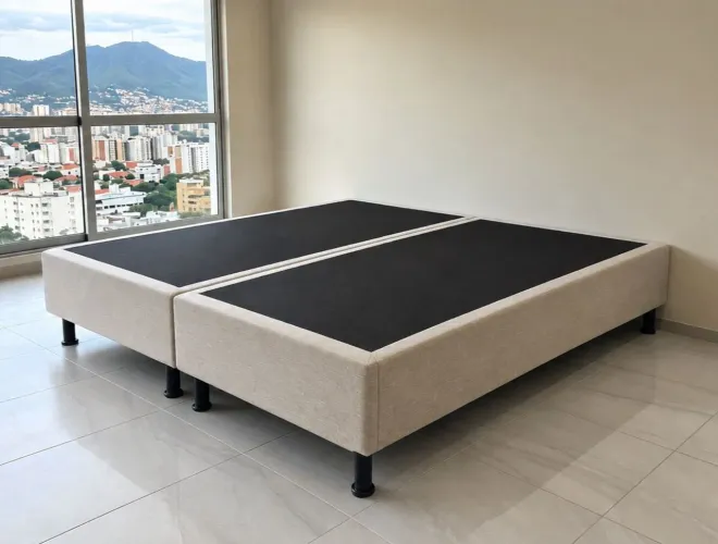 Cama box base Queen em LINHO.Entrego