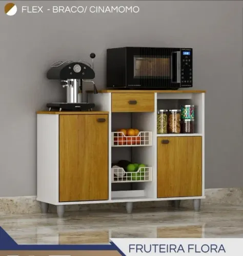 Fruteira Flora Cor Branco Acetinado Cinamomo CHF Móveis!