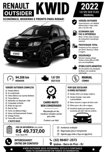 Renault Kwid Outsider 1.0 Flex 12V 5P Mec. 2022
