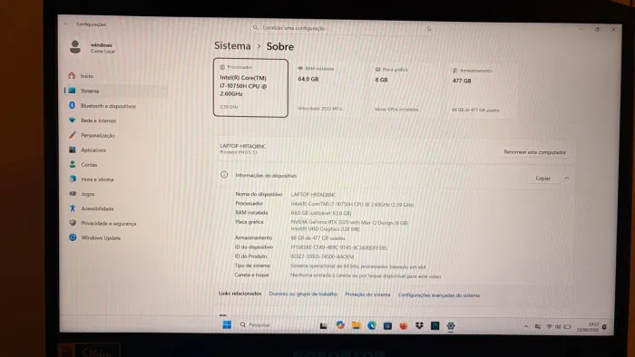 Notebook Acer Predator 64GbRAM