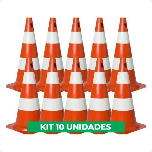 Kit 10 Cone De Sinalização 50cm Laranja E Branco Trânsito Laranja/branco
