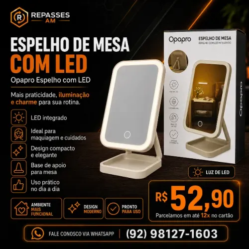 Espelho de Mesa com LED