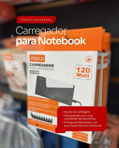 Fonte Universal Notebook  A'gold 120w 12-24v 9-conectores