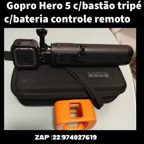 Camera Gopro Hero 5 com suporte pra live bastão com bateria 