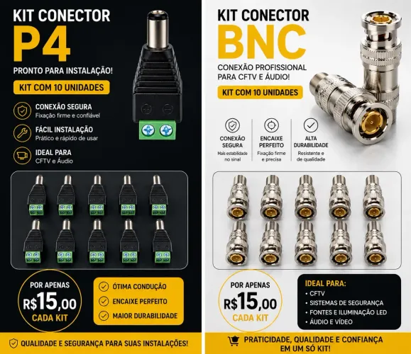 Conectores para câmera de segurança 