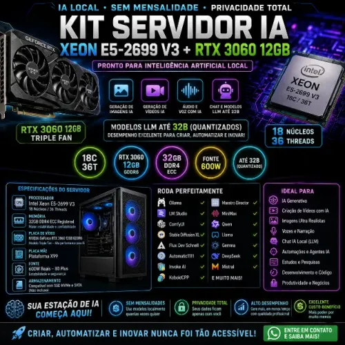 Servidor para Inteligência Artificial Local - Xeon + RTX 3060 12GB
