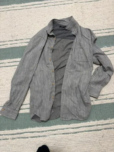 Camisa Foxton 100% Algodão Cinza Listrada - Tamanho P