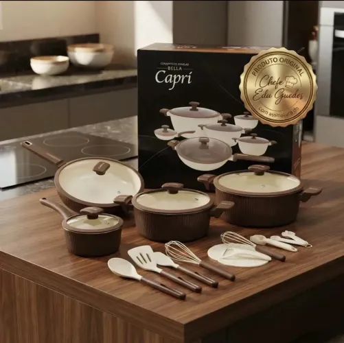 Jogo de Panelas Antiaderente Bella Capri 22 Peças - Lindo Kit Completo!
