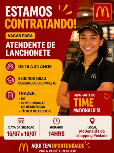 Vaga de emprego Mc Donalds 