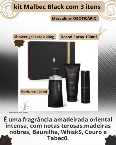 Kit presente Malbec Black com 03 itens 