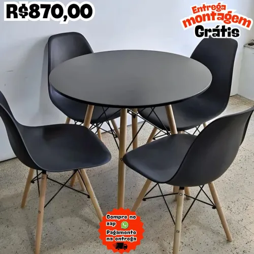 Mesa com 4 cadeiras - Preta
