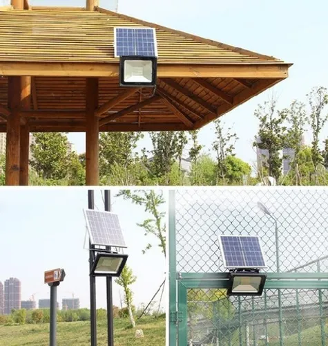 Refletor Solar 100w Led Branco Frio Controle Remoto Placa Solar Timer