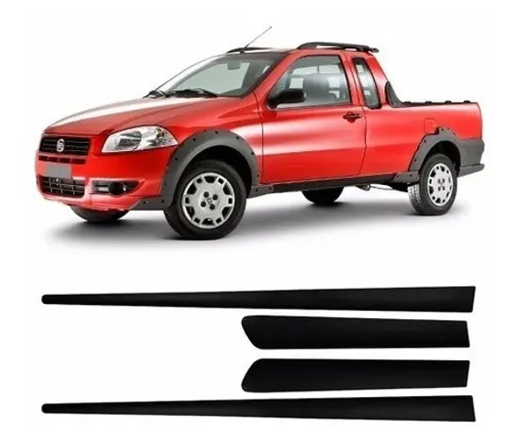 Jogo Friso Lateral Fiat Strada Preto - Top Mix