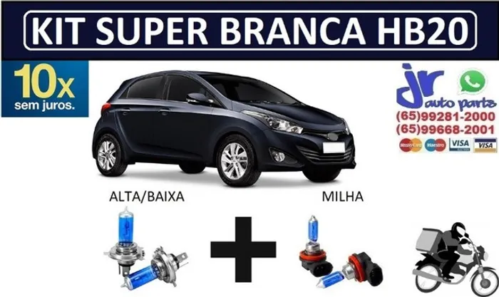 Kit de Lâmpadas Super Branca HB20 8500K Efeito Xênon