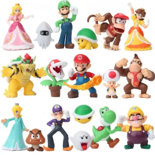 Bonecos Super Mario Bros Luigi Donkey Kong Bowser Yoshi Peach Wario 18pcs