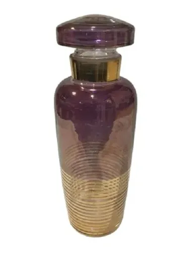 Licoreira Anos 50 De Cristal Cor Púrpura Com Dourado Vintage