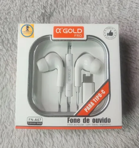 Fone tipo C Branco Hrebos / a'Gold R$ 45,00