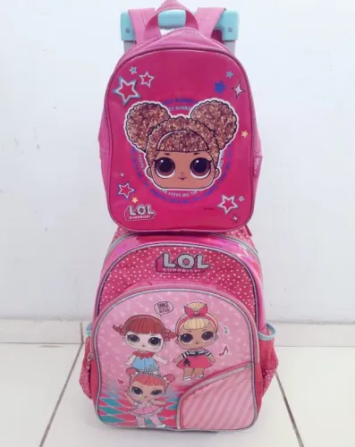 Mochila Escolar Lol Surprise Mochila De Rodinha + Lancheira - Rosa