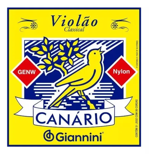 Encordoamento Cordas de Violão Nylon Canário Giannini Genw kit com 6 cordas