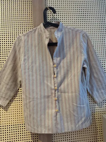 Camisa listrada de crepe algodão