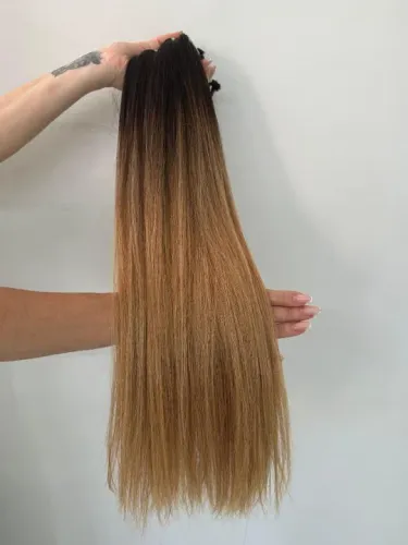 cabelo humano liso raiz esfumada com pontas loira
