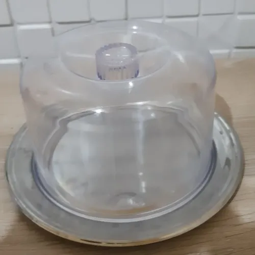 Porta queijo inox  com Tampa Transparente