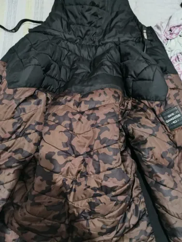 Jaqueta Puffer GANGSTER Masculina - Tam G - Preta/Camuflada (Suporta Frio e Chuva)