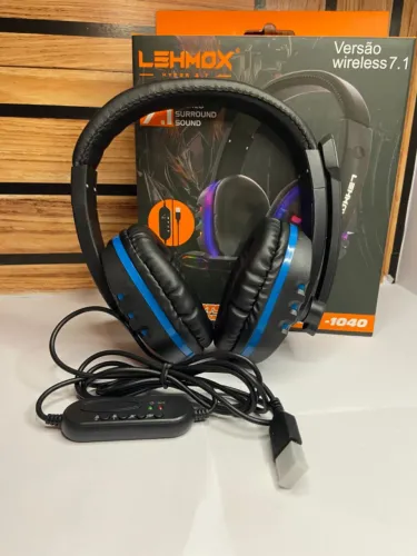 Fone de ouvido Headset Gamer com FioMicrofone Led RGB - LEF-1040 Lehmox an2