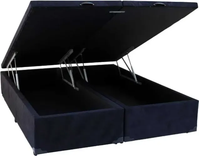 Base Box Baú Queen Bipartido 158x198 Suede Preto FAZEMOS ENTREGAS EM ATE 24 HORAS