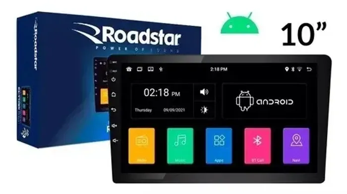 Multimídia Universal 10p Android Carplay Bluetooth 2+64gb Preto