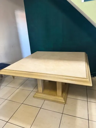 Mesa de jantar quadrada mármore com madeira