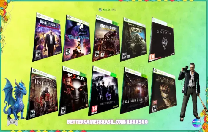 Skyrim Fallout Dantes Inferno Resident Evil Xbox Call of Duty Fear Dragon Dead Space