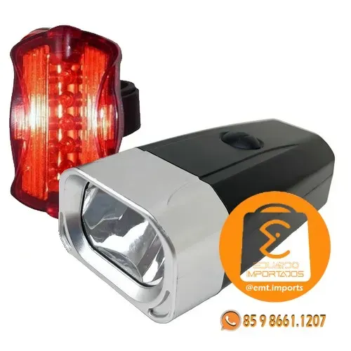 Kit Lanterna e Farol Bicicleta Luz Ultra Led a Prova D'Água LK-074