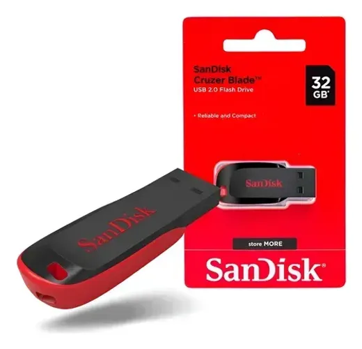 Pendrive De 32Gb Sandisk Cruzer Blade Original - Loja Natan Abreu