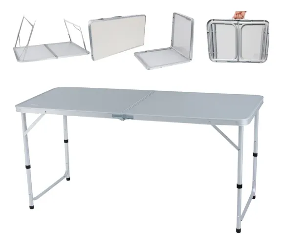 Mesa Prática Dupla Alumínio 120x60 Dobrável Vira Maleta Mor