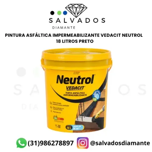 Pintura Asfáltica Impermeabilizante Vedacit Neutrol Acqua 18L Litros Preto -NOVA