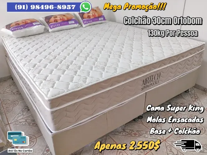 CAMA SUPER KING ORTOBOM MOLAS ENSACADAS COLCHÃO 30CM